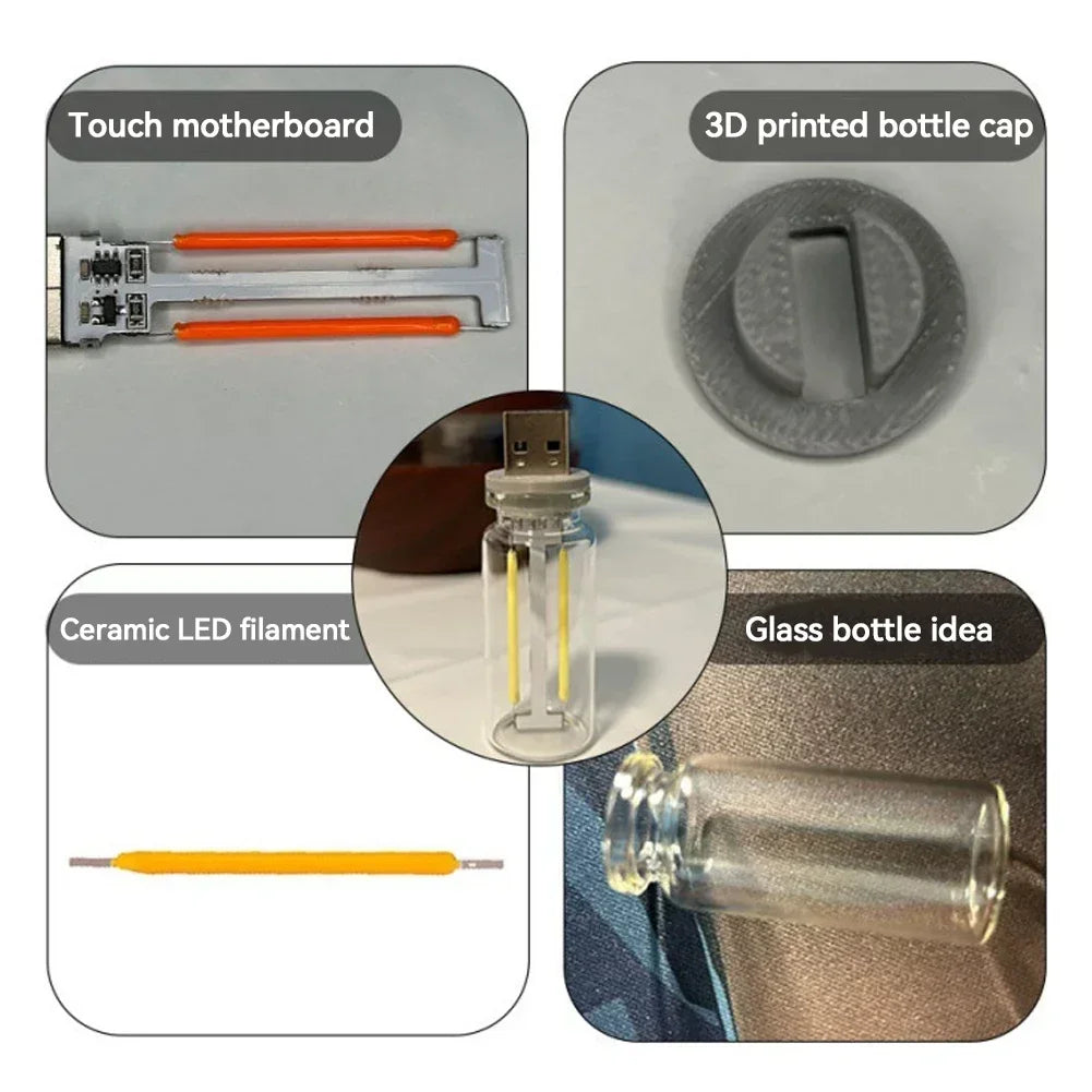 Car USB Night LIght Touch Dimmable LED Filament Lamp