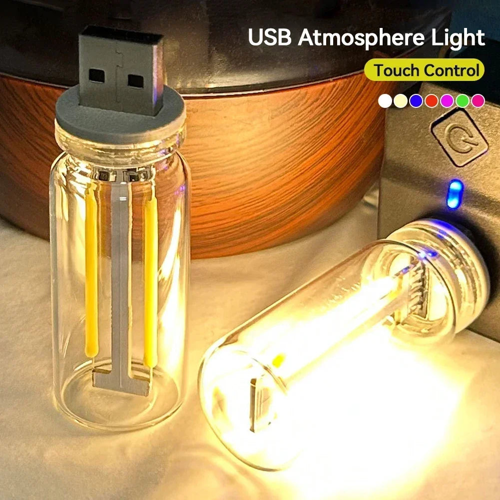 Car USB Night LIght Touch Dimmable LED Filament Lamp